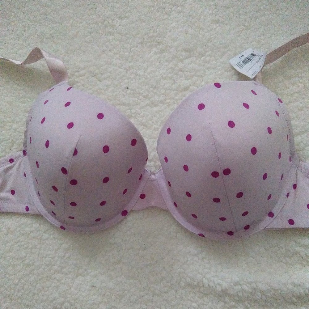 NWT Bathing Suit Top/Bra with lavender polka dots.